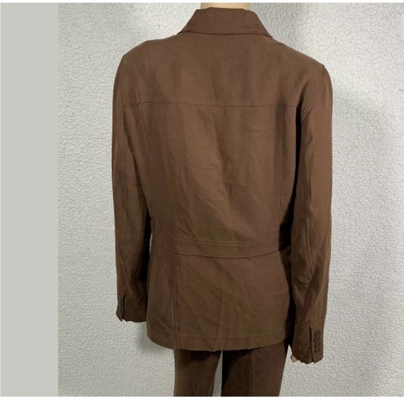 Vtg LRL Ralph Lauren Womens Brown Silk Chore Utility Coat Jacket Sz M Preppy - Picture 5 of 7